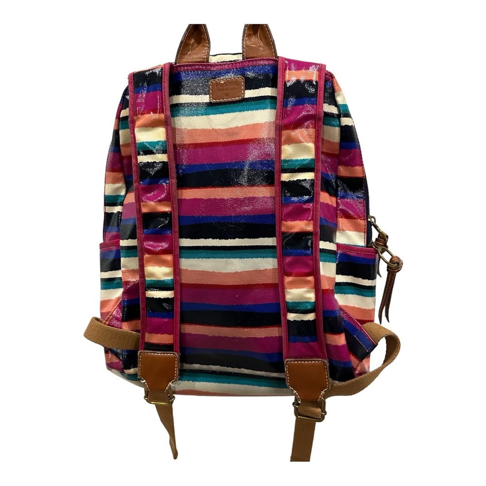 Fossil Campus Backpack Multicolor Stripe Coated C… - image 2